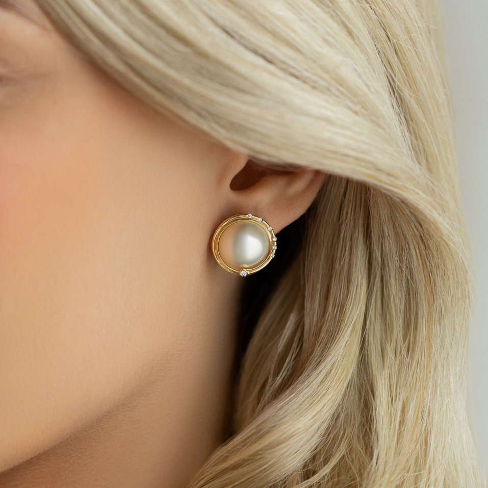 Náušnice s perlou a diamantem Hecate Pearls
