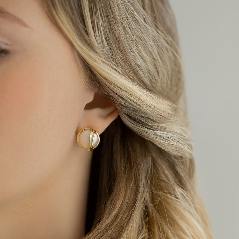 Náušnice s perlou a diamantem Lavish Sea