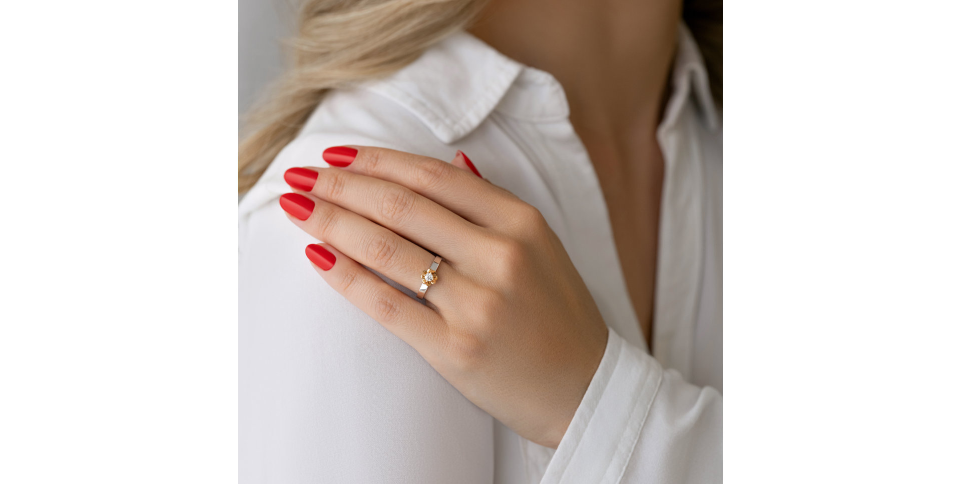 Prsten s diamantem Blossom Sakura