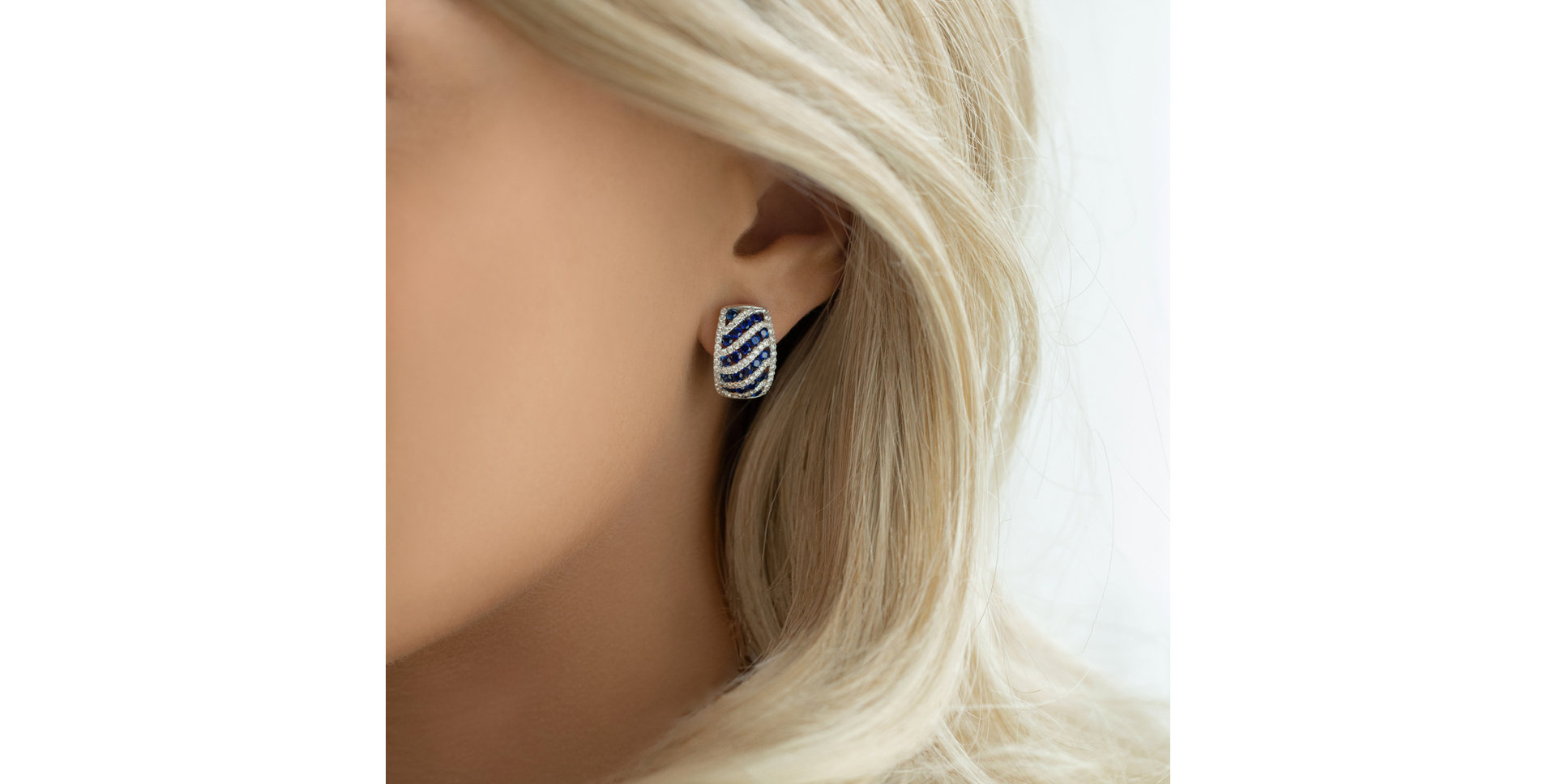 Náušnice s diamanty a safíry Cassia