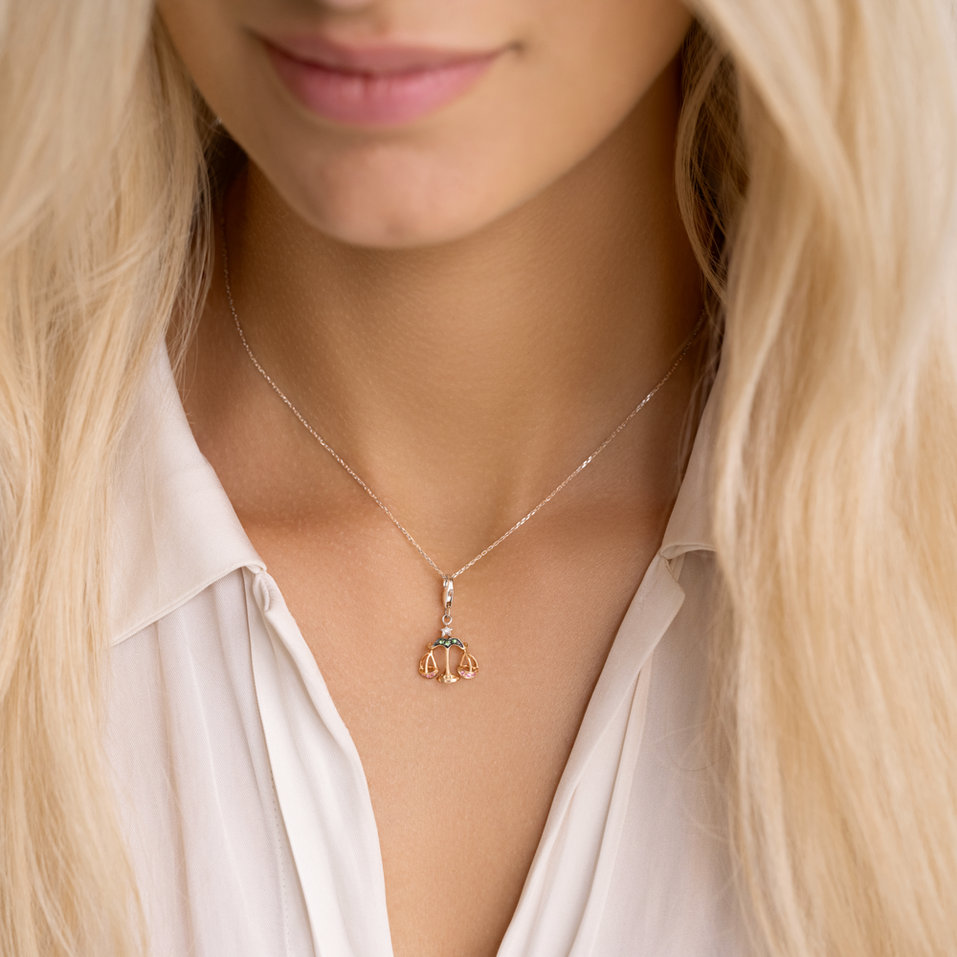 Přívěs s diamanty, granáty a safíry Diamond Libra
