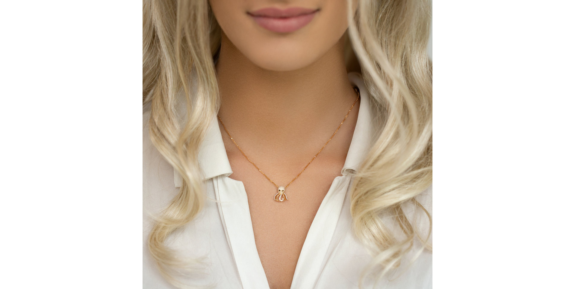 Náhrdelník s černými a bílými diamanty Mister Octopus