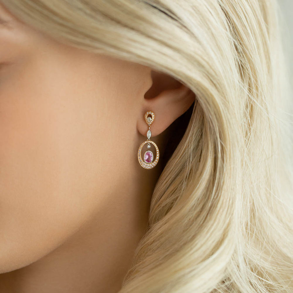 Náušnice se safírem a diamanty Romantic Amorie