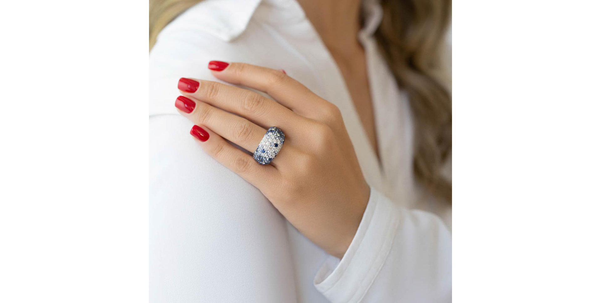 Prsten s diamanty a safíry Blue Dream