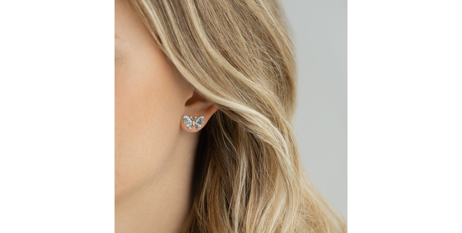 Náušnice s diamanty a safíry Heaven Butterflies