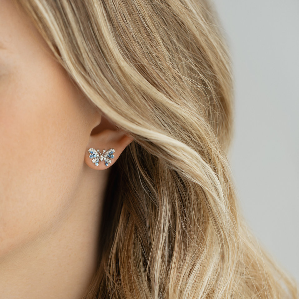Náušnice s diamanty a safíry Heaven Butterflies