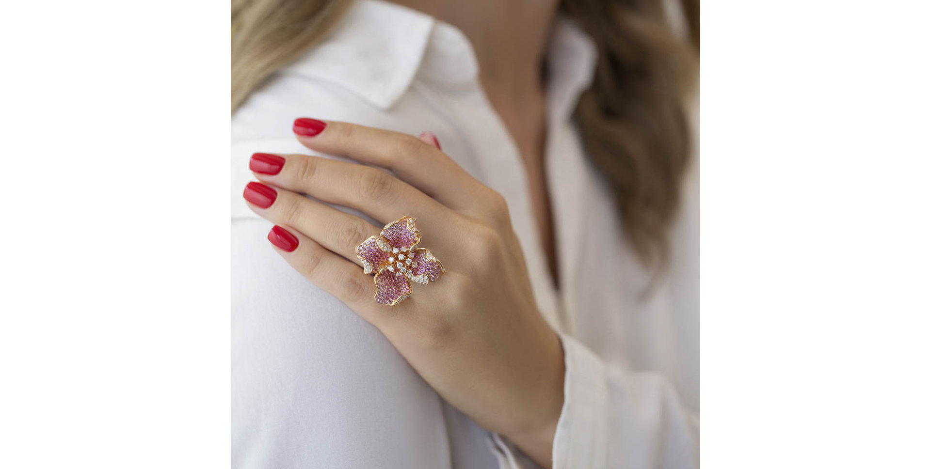 Prsten s diamanty a safíry Chic Jasmine