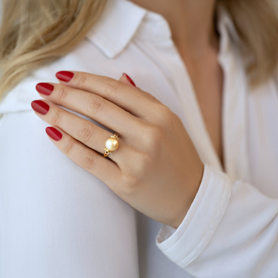 Prsten s perlou a diamanty Sea Energy