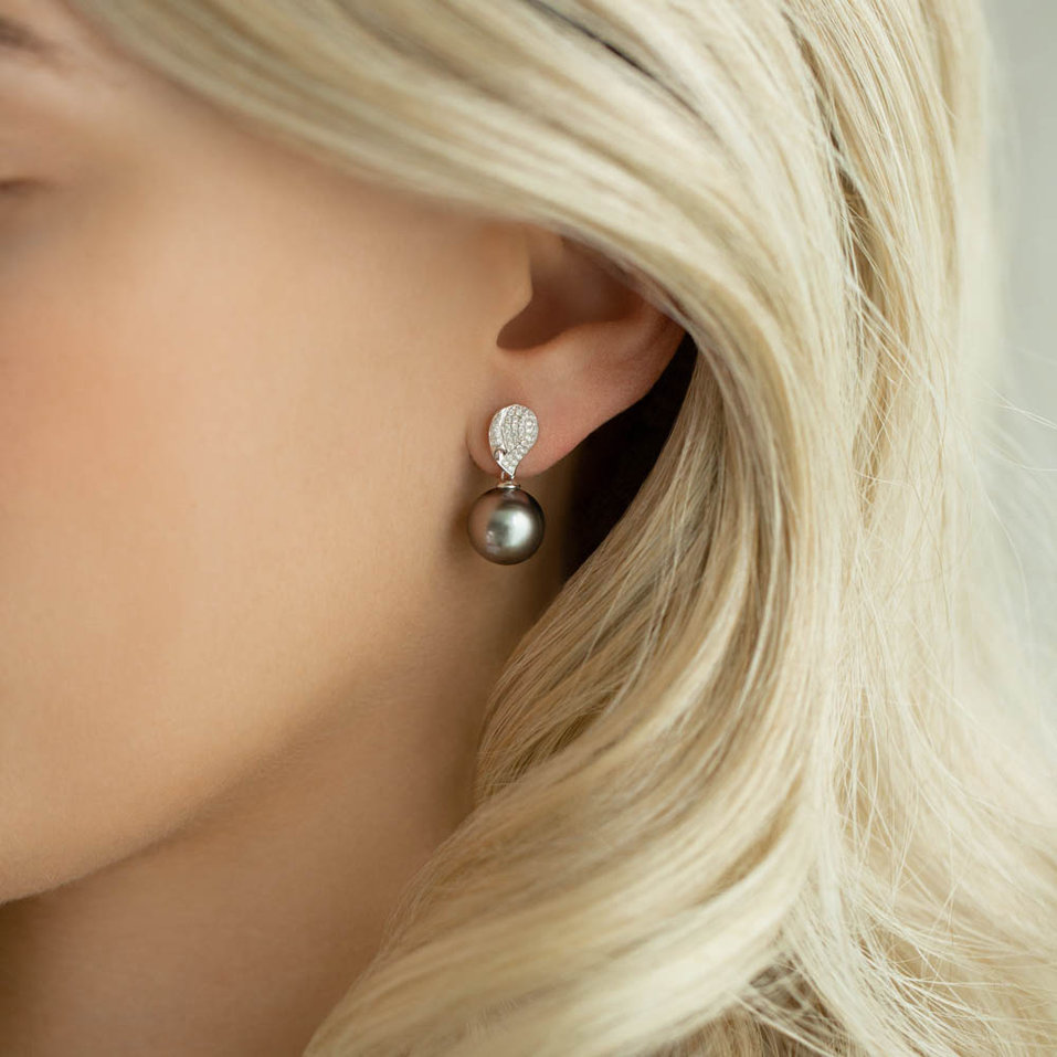 Náušnice s perlou a diamanty Ocean Reflection