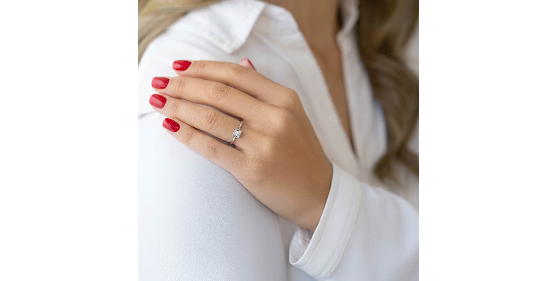 Prsten s diamantem Minimalist Square