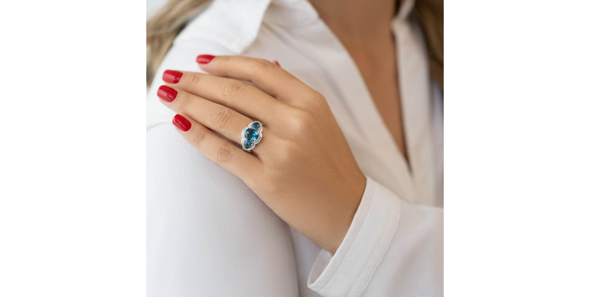 Prsten s topazy a diamanty Ocean Gentility