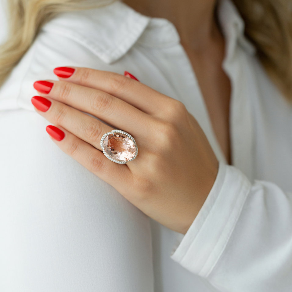 Prsten s morganitem a diamanty Ghislaine