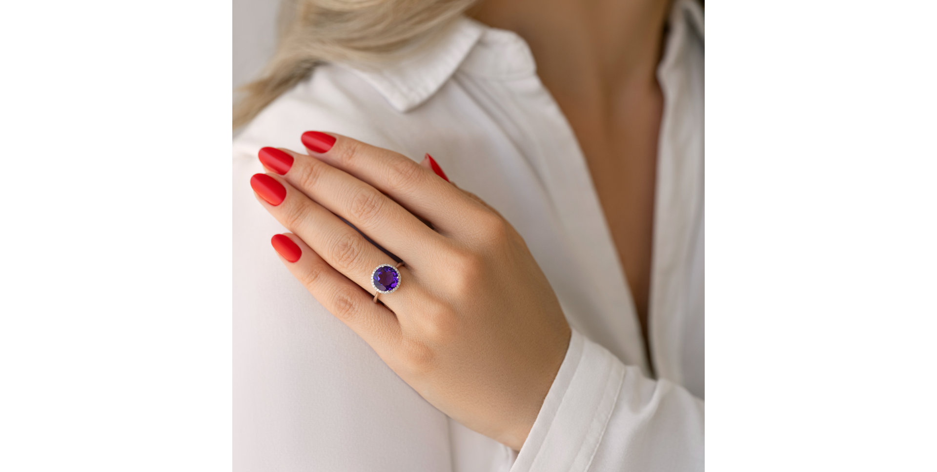 Prsten s ametystem a diamanty Poisson