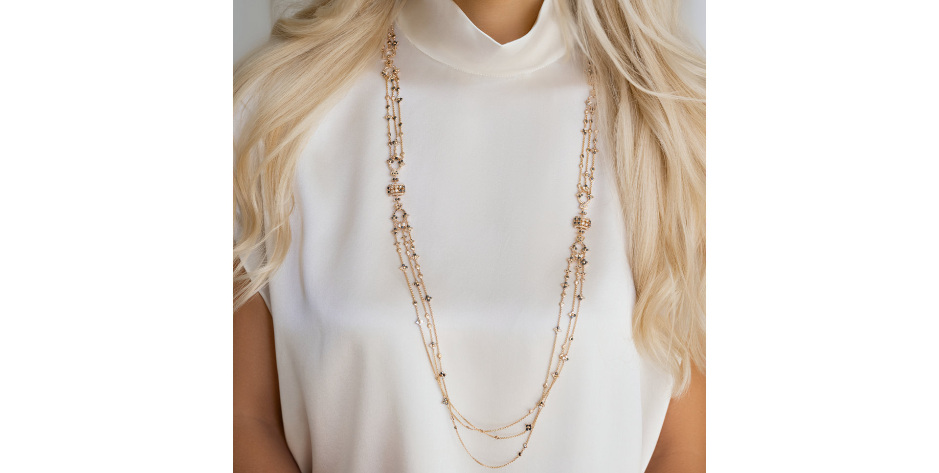 Náhrdelník s bílými, hnědými a černými diamanty Eternal Essence