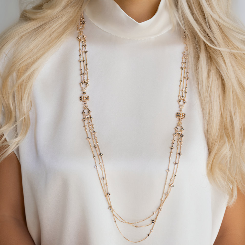 Náhrdelník s bílými, hnědými a černými diamanty Eternal Essence