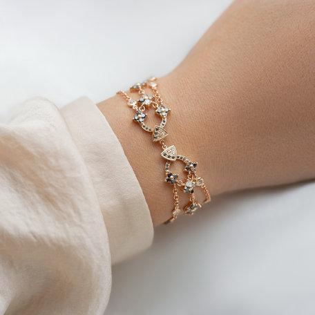 Náramek s hnědymi diamanty Gold Symphony