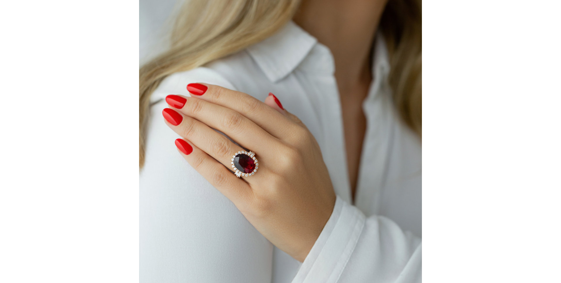 Prsten 18kt růžové zlato s diamantem a turmalínem purple Venus Touch