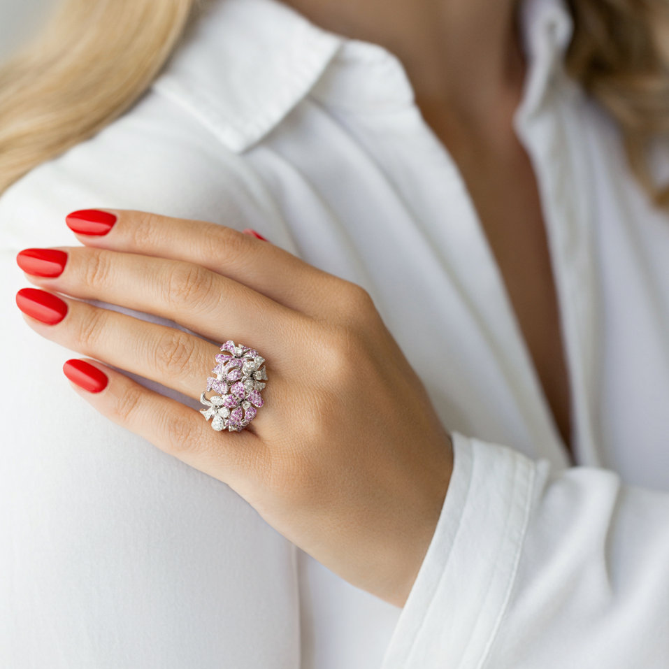 Prsten s diamanty a safíry Violet Desire