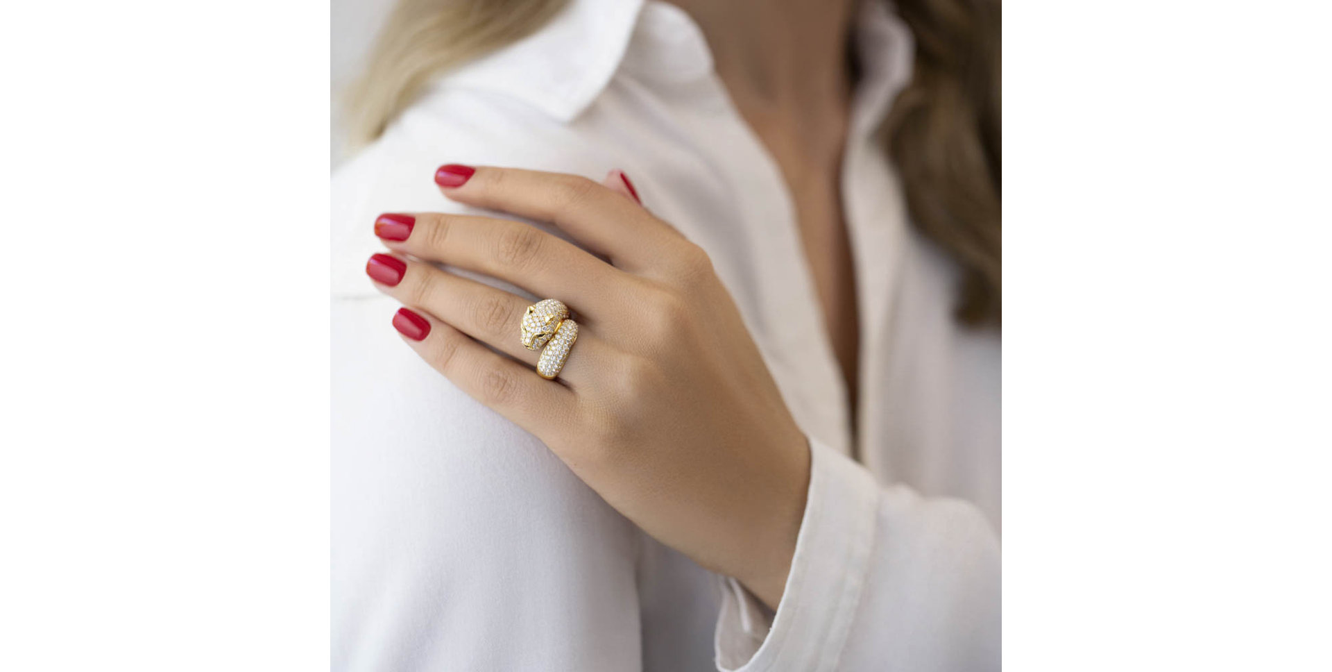 Prsten s diamanty Golden Beast