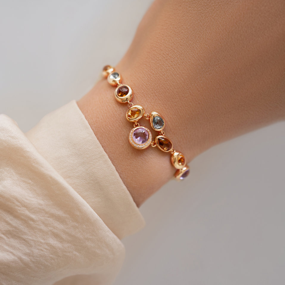 Náramek s diamanty a drahokamy Rainbow Charm