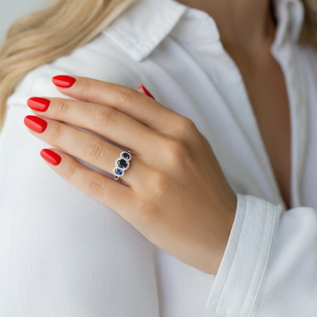 Prsten se safíry a diamanty Luxury of Sapphire