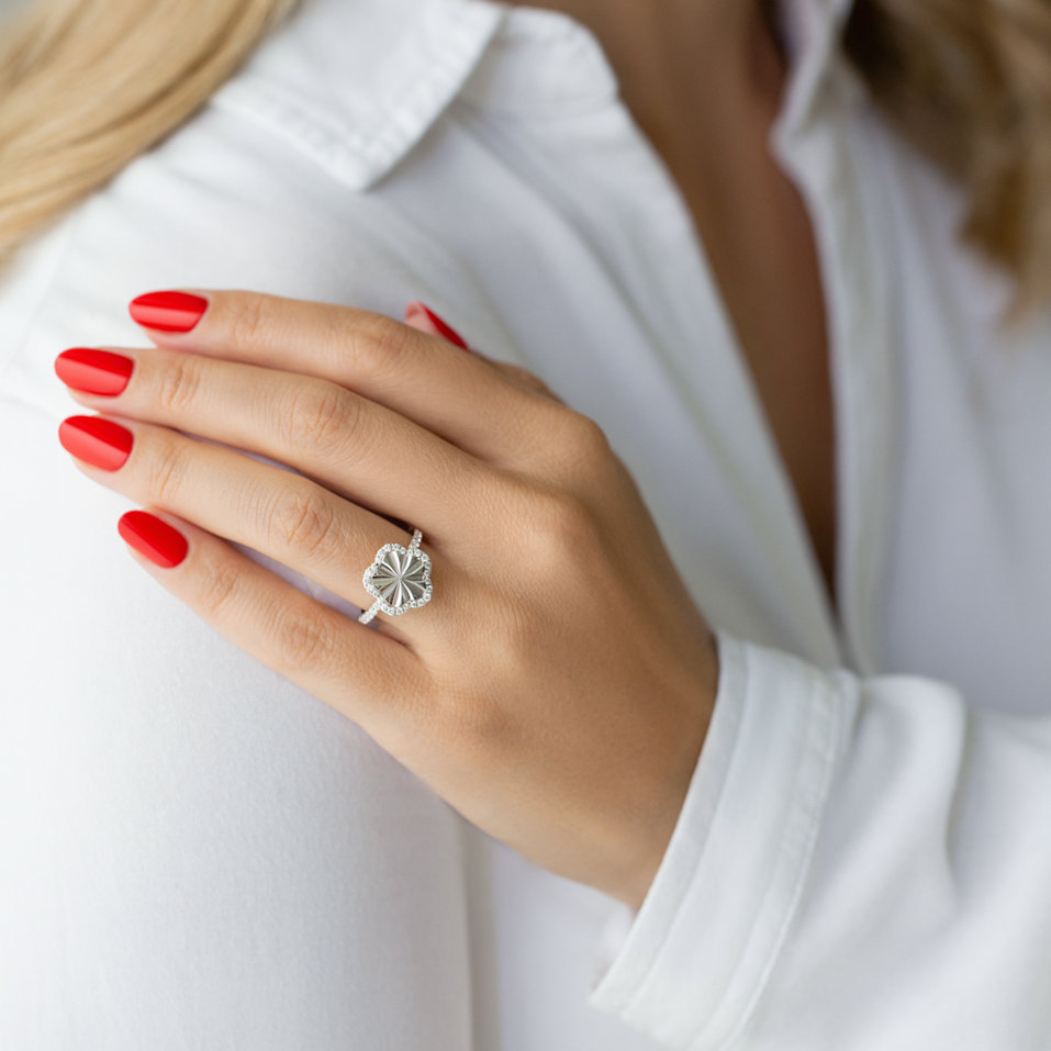 Prsten s diamanty Flower Geometry