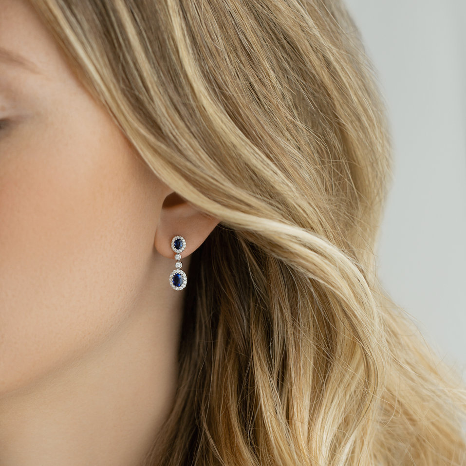 Náušnice s diamanty a safíry Sapphire Jealousy