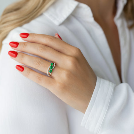 Prsten se smaragdy a diamanty Evangeline