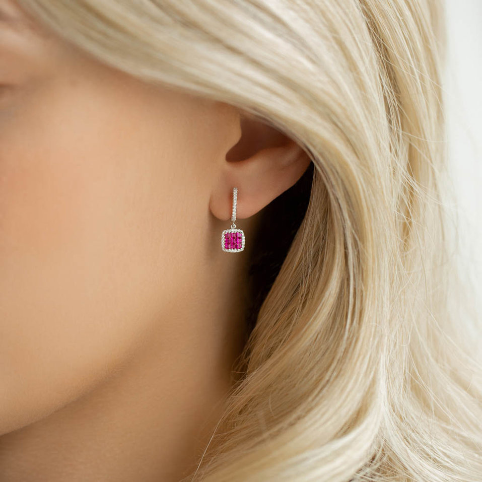 Náušnice s diamanty a rubíny Emersyn