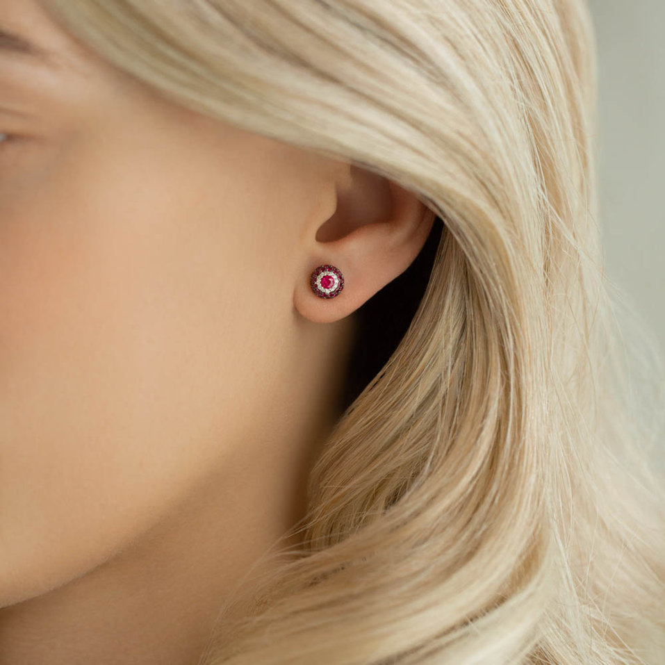 Náušnice s rubíny a diamanty Ruby Radiance