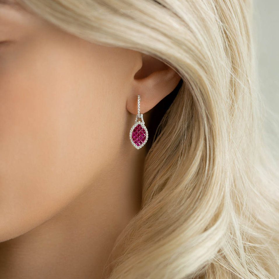 Náušnice s diamanty a rubíny Loving Glow