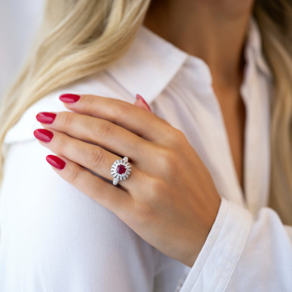 Prsten s rubínem a diamanty Chrétien