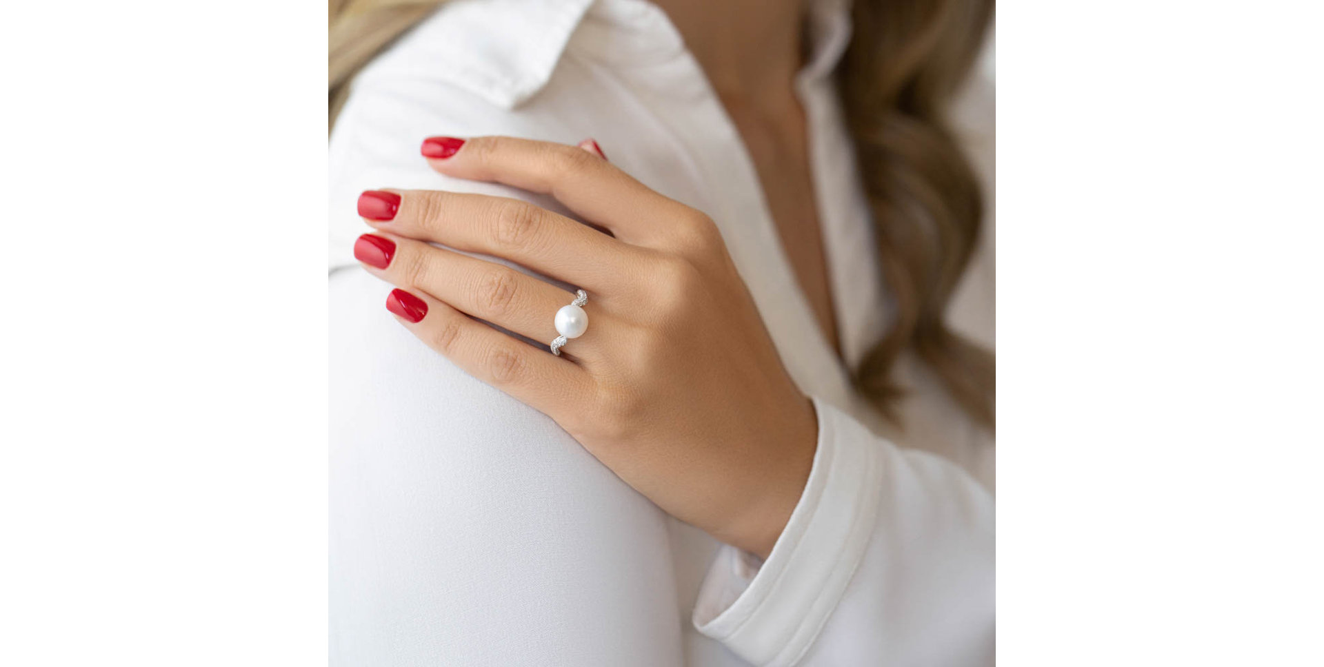 Prsten s perlou a diamanty Purity of Water