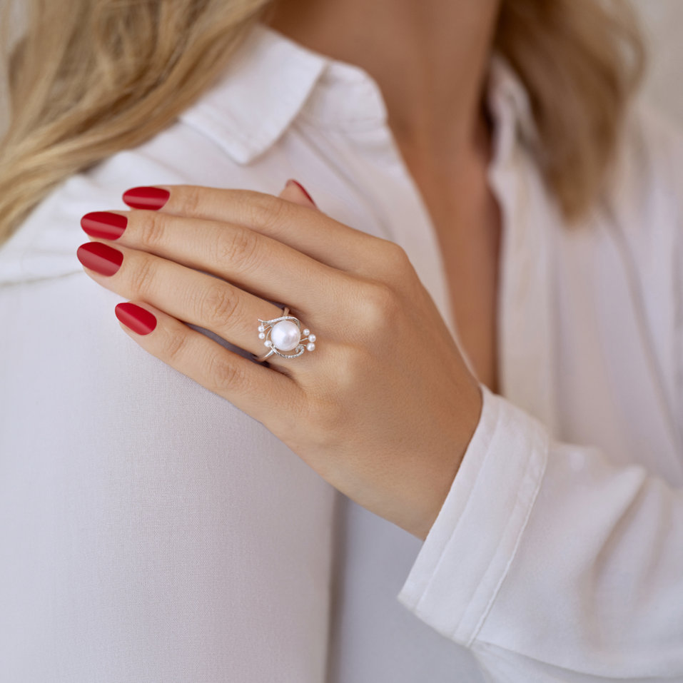 Prsten s perlami a diamanty Ocean Luxury