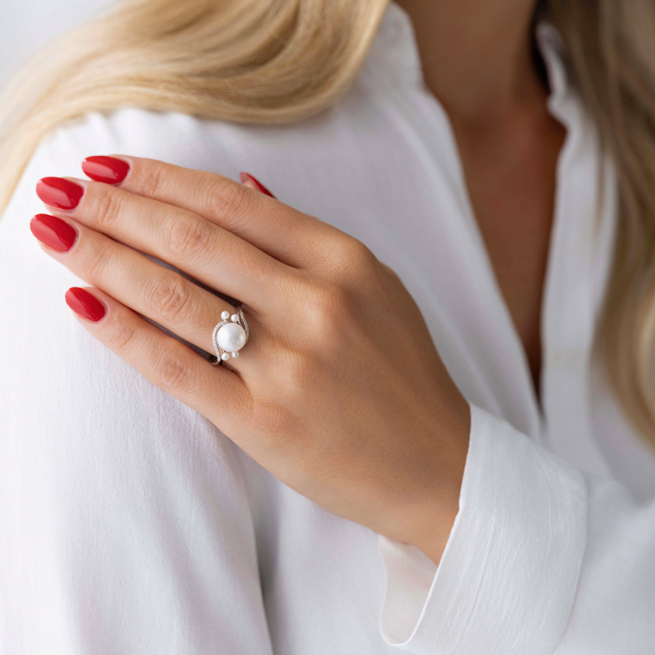 Prsten s perlou a diamanty Pearl Wonder