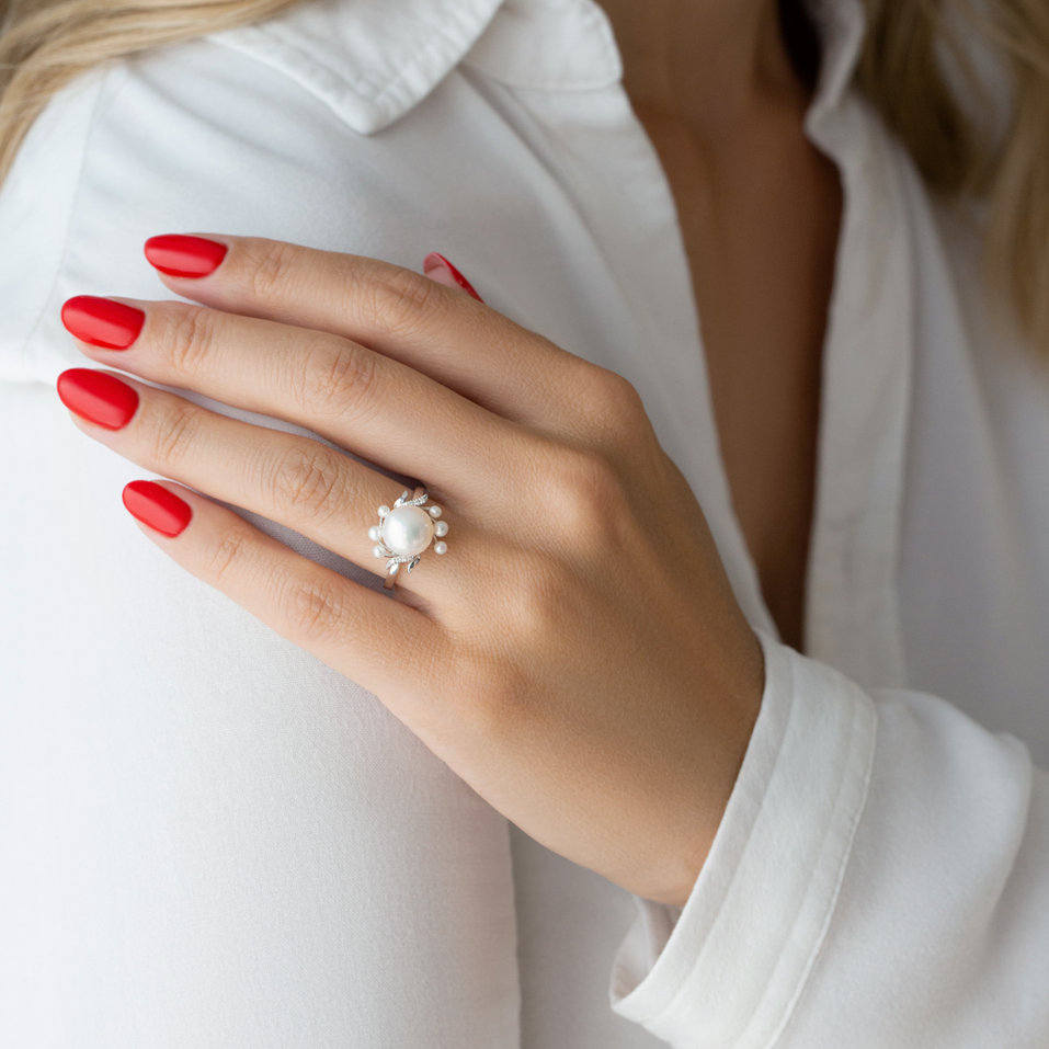 Prsten s perlami a diamanty Nymph Secret