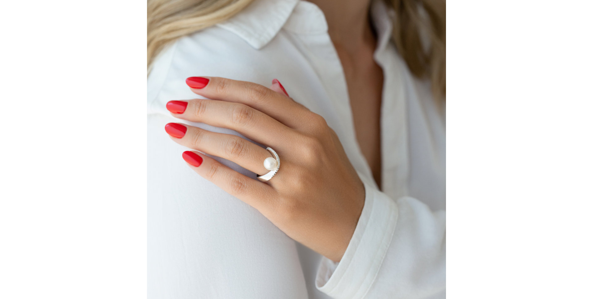 Prsten s perlou a diamanty Queen of Pearl