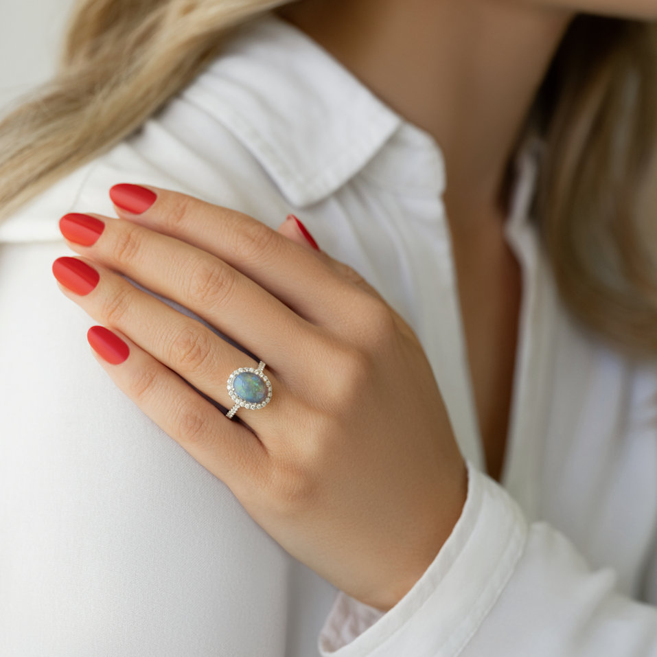 Prsten s opálem a diamanty Secret Garden