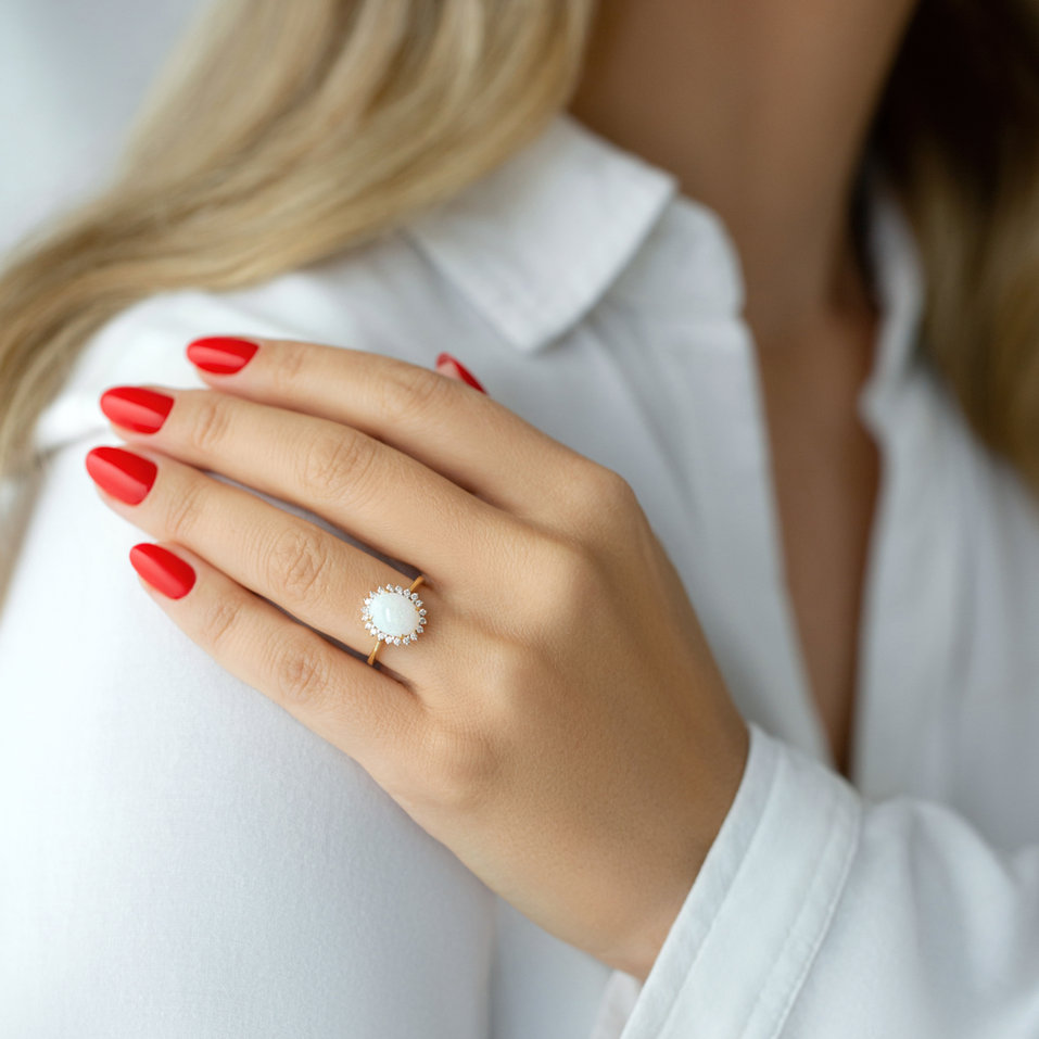 Prsten s opálem a diamanty Sorrow Queen