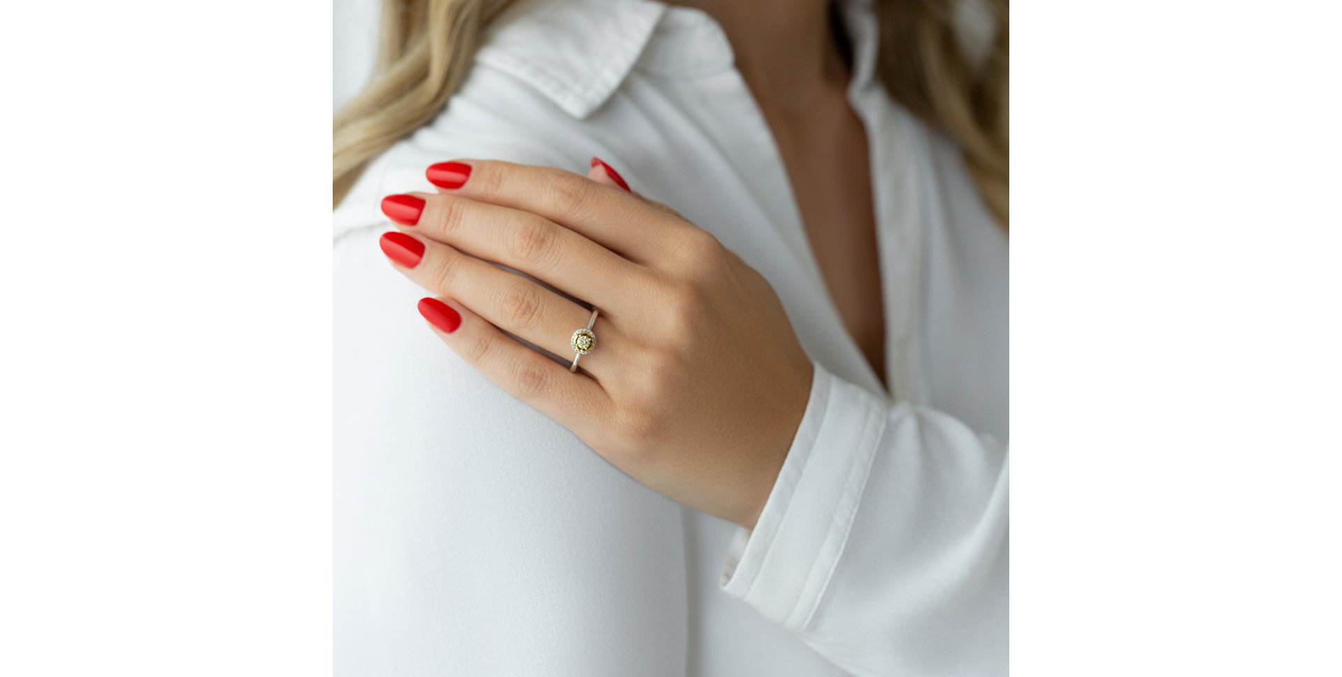 Prsten s bílými a žlutými diamanty Endless Sunshine