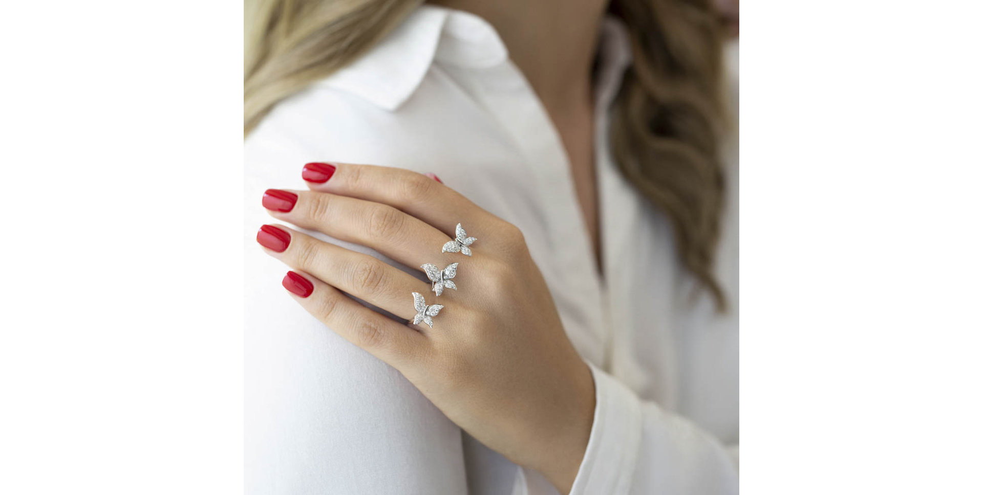 Prsten s diamanty Three Butterflies