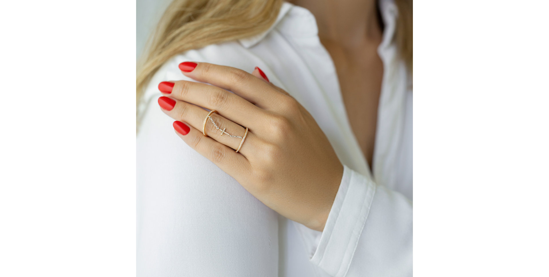 Prsten s diamanty Croos of Life