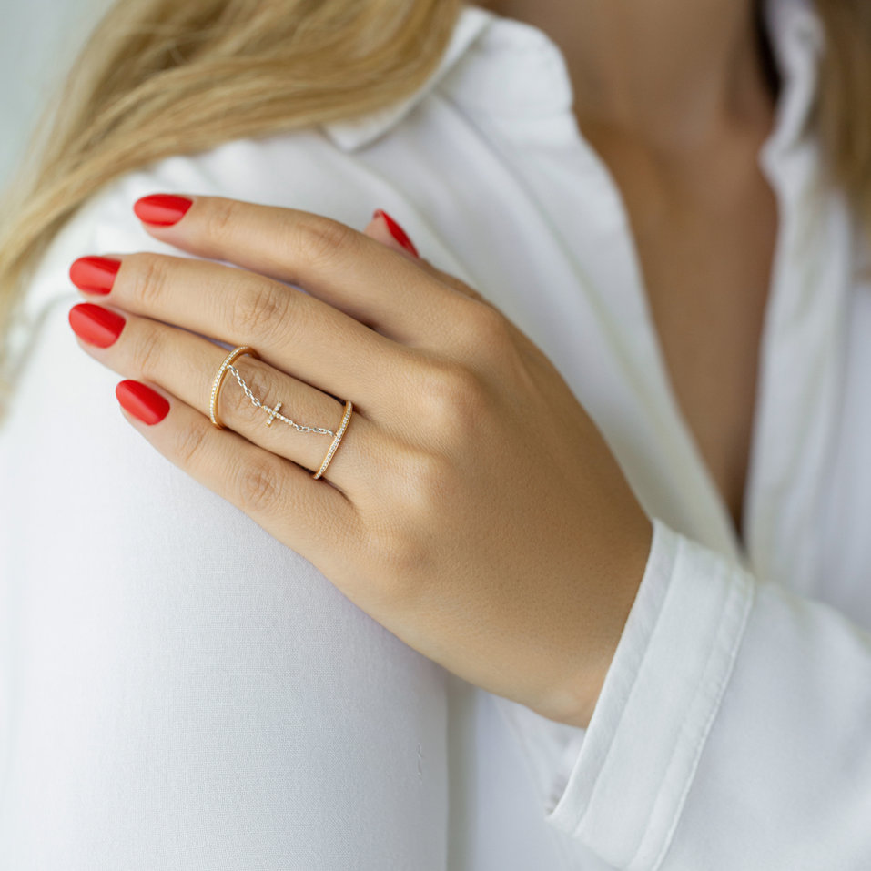 Prsten s diamanty Croos of Life