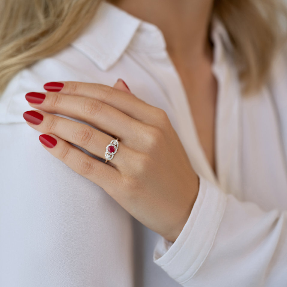Prsten s rubínem a diamanty Broadway Countess