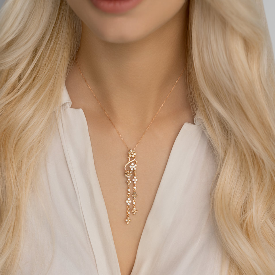 Přívěs s hnědými diamanty Midnight Flowers