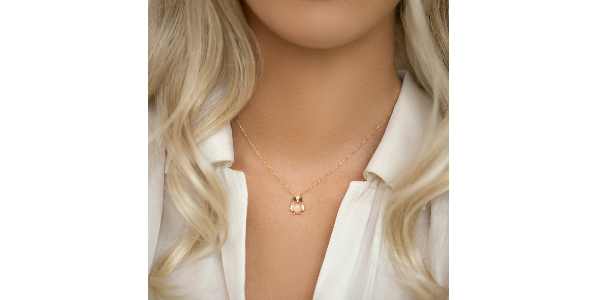 Náhrdelník s diamanty, růženínem a safíry Penguin Secret