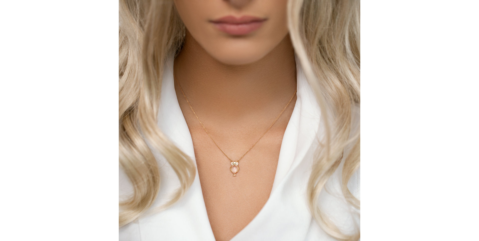 Náhrdelník s diamanty s ruženínem a granáty Wisdom Owl