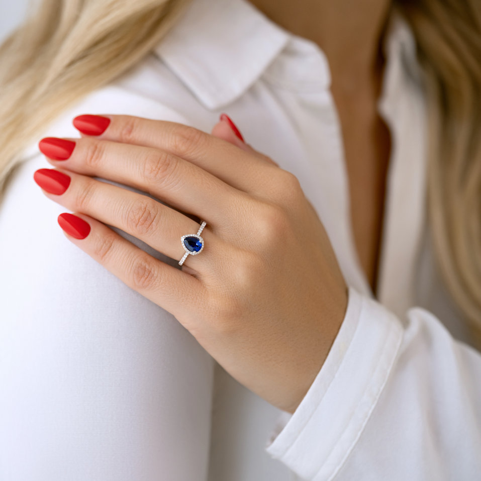 Prsten s safírem a diamanty Kalimdor