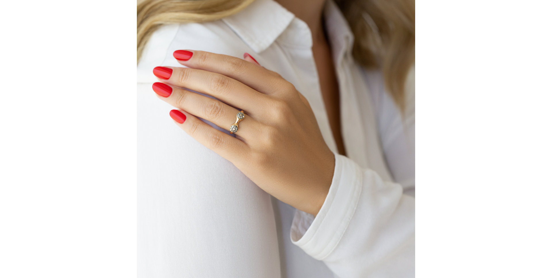 Prsten s hnědými diamanty Space Kiss