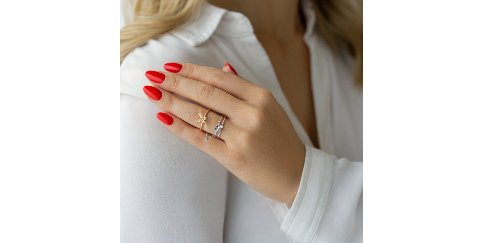 Prsten s diamanty Linked Butterflies